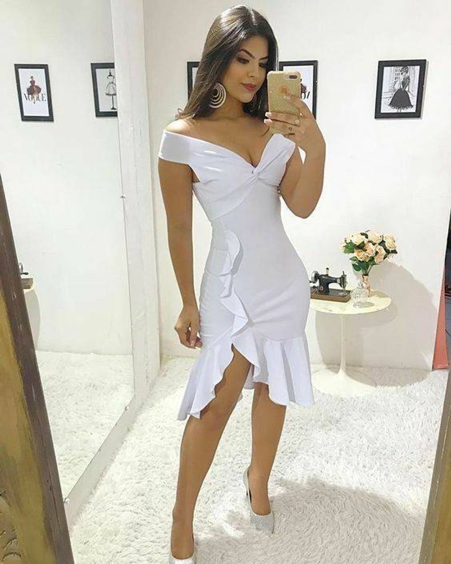 Moda Vestido branco casual