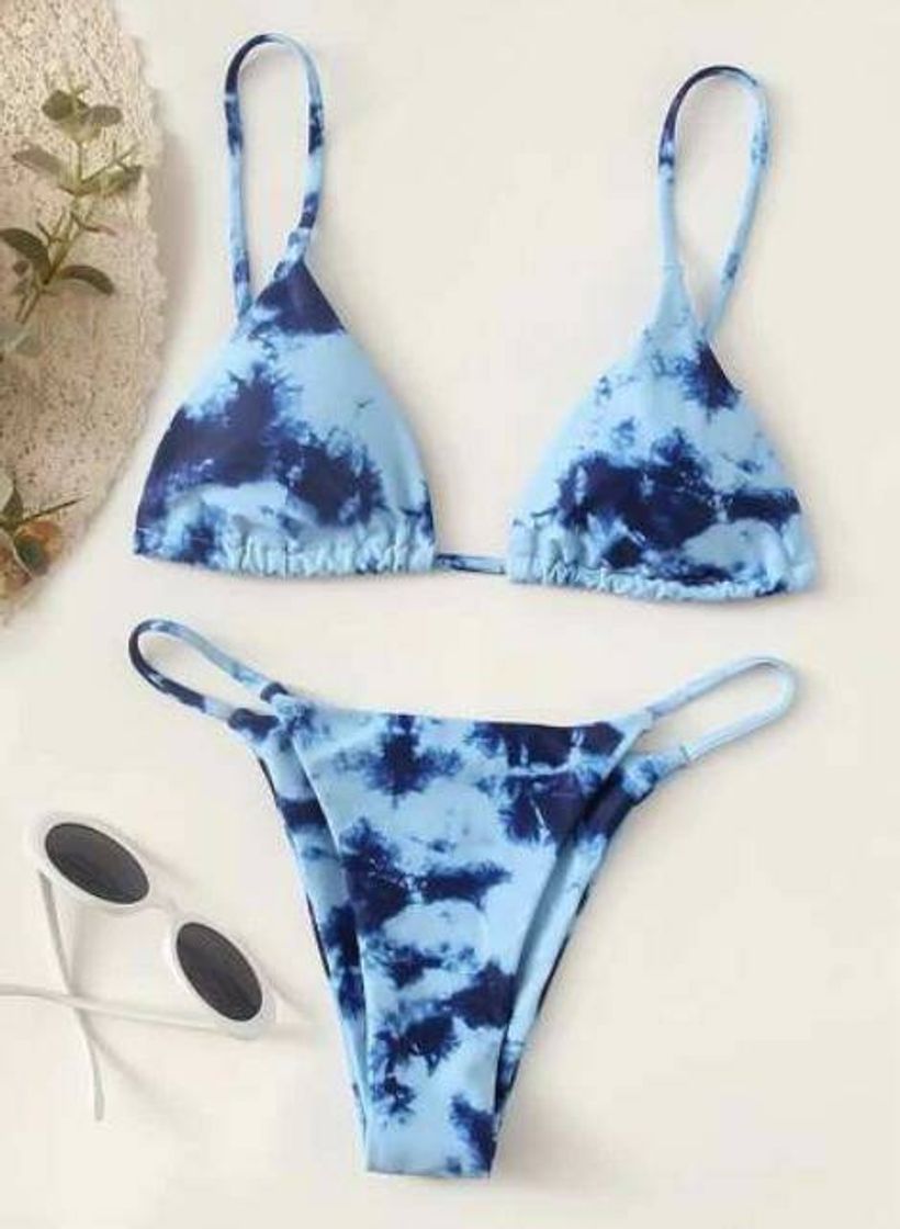 Social Tie Dye Triangle Tanga Bikini Swimsuit | SHEIN USA