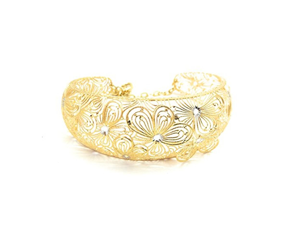 Fashion Gioie Preziose - Pulsera esclava en oro amarillo y blanco de 18