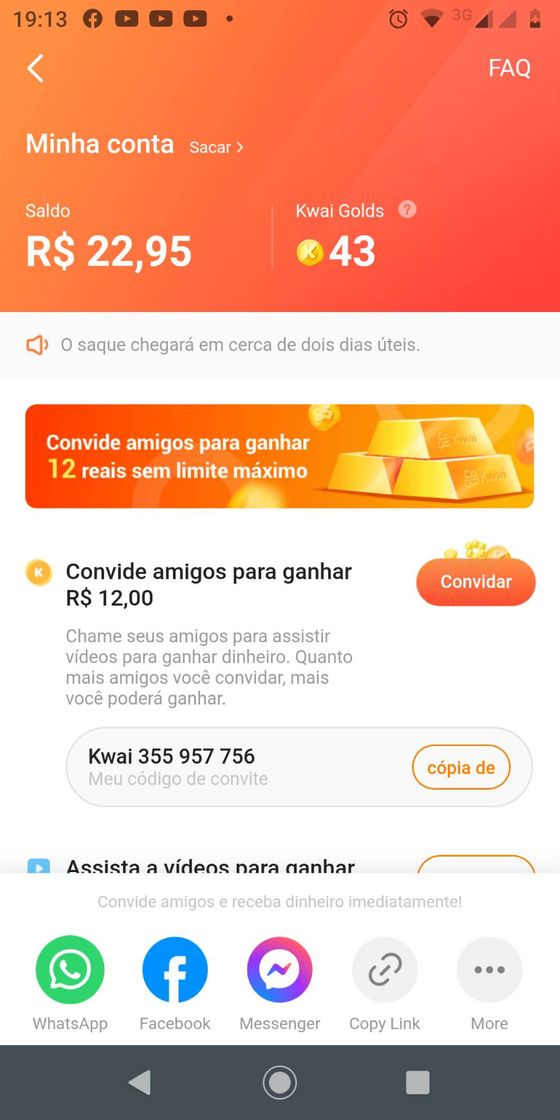 Fashion App pagando para assistir vídeos. Baixem e coloquem o código