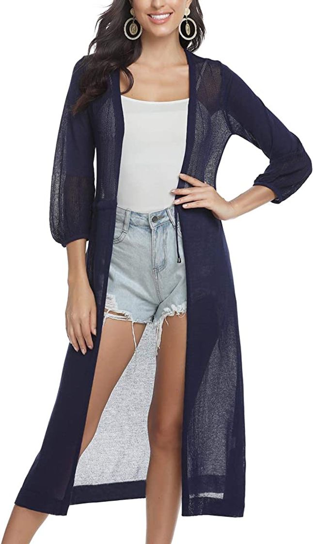 Moda Aibrou Cárdigan Kimonos Mujer Camisolas y Pareos Pareo Playa,Cardigan Verano Manga 3/6