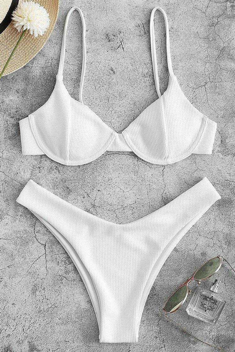 Fashion white elastic bikini - $18