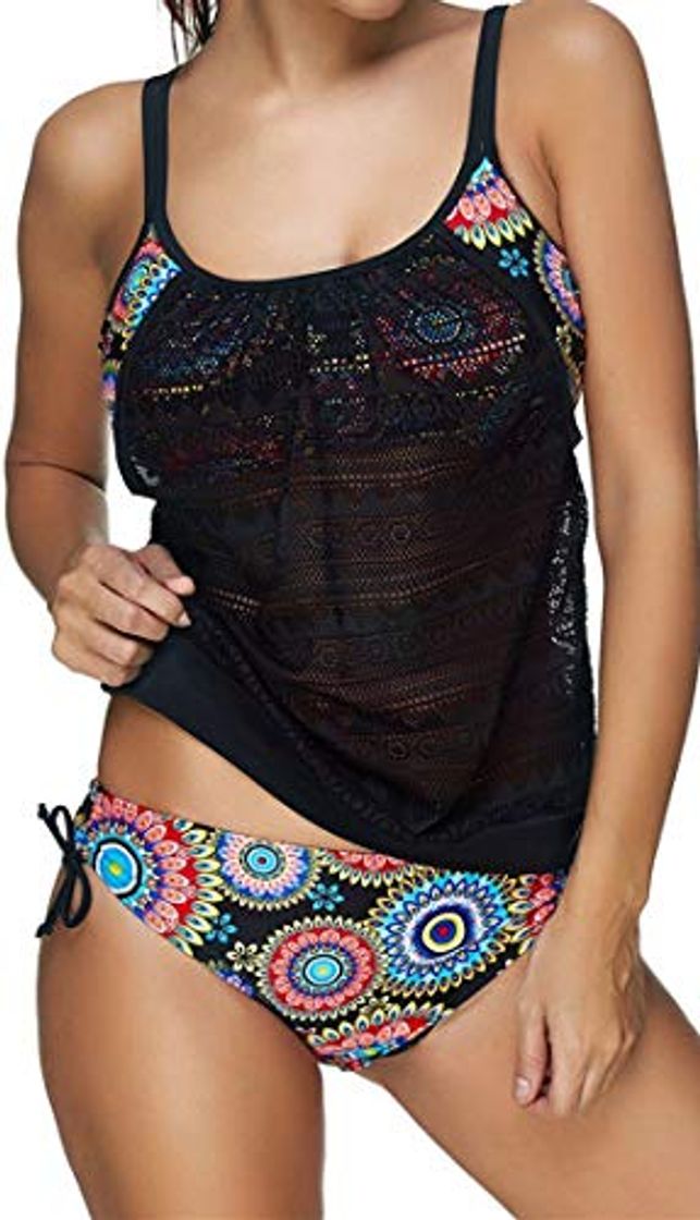 Producto Ocean Plus Mujer Tankini de Malla Acolchada y Colorida con Calzoncillos Bikini