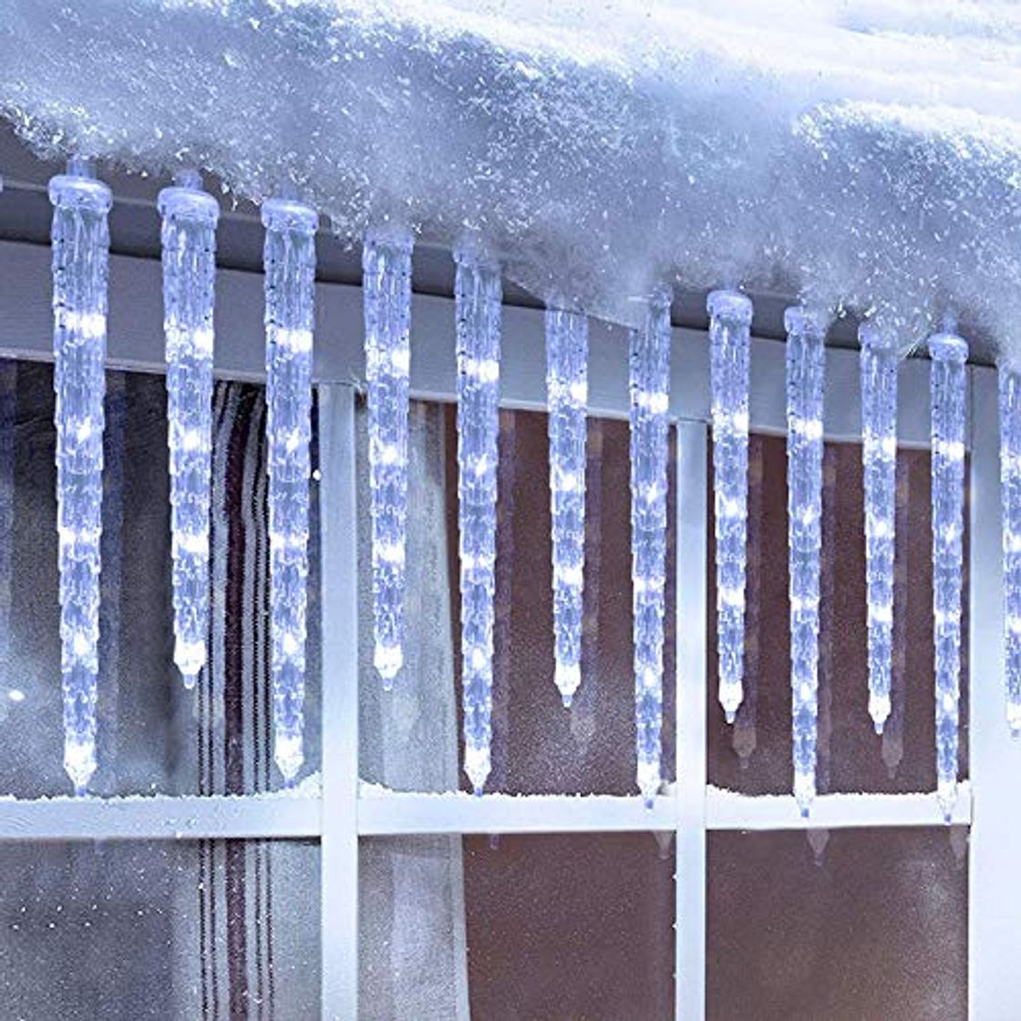 Product Geemoo Luces Navidad Exterior, 20 Carámbanos 90 LEDs, Guirnalda Luces Exterior Conectable