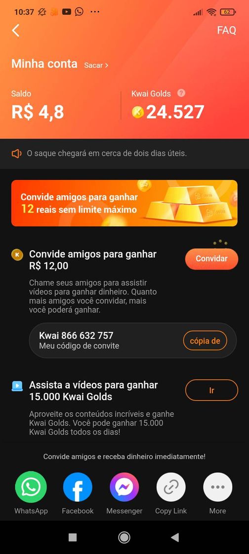 Moda App Kwai, semelhante ao Tik Tok pagando para assistir vídeos