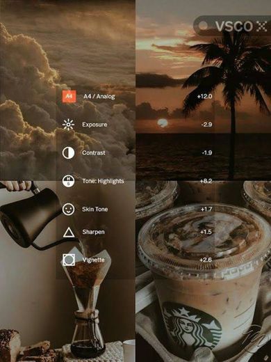 Edição no vsco