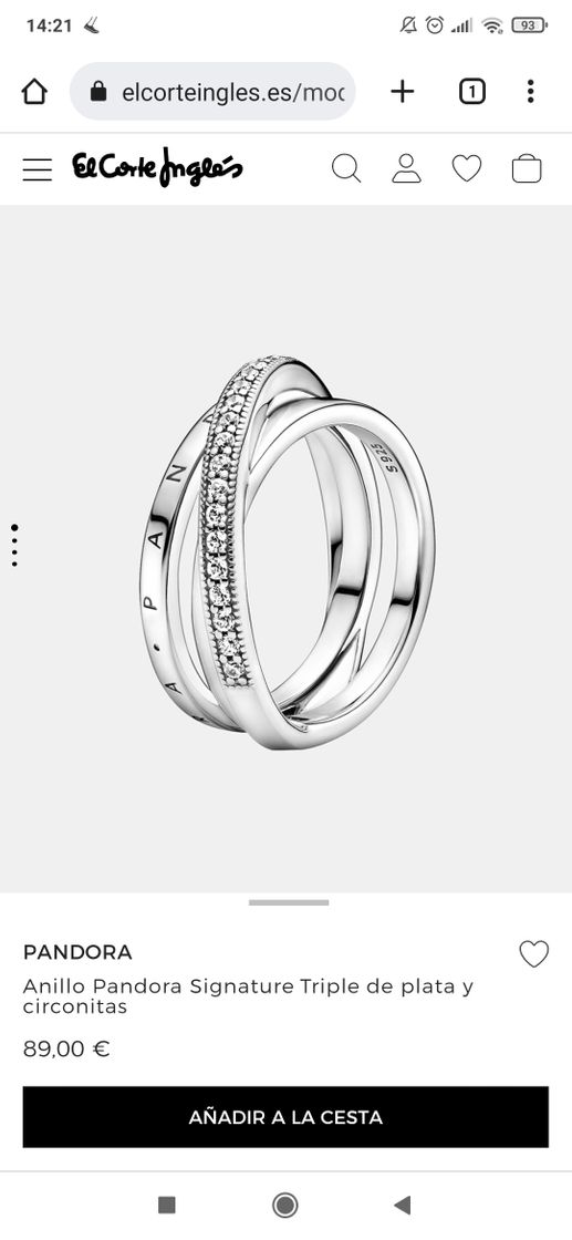 Social Pandora anillo triple de plata y circonitas 