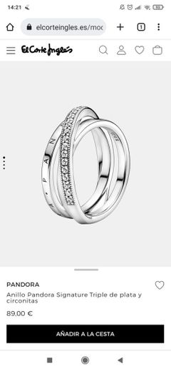 Pandora anillo triple de plata y circonitas 