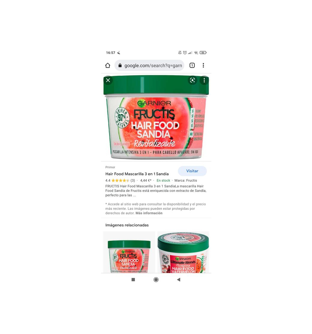 Products Hair Food Sandía FRUCTIS Mascarilla Revitalizante 