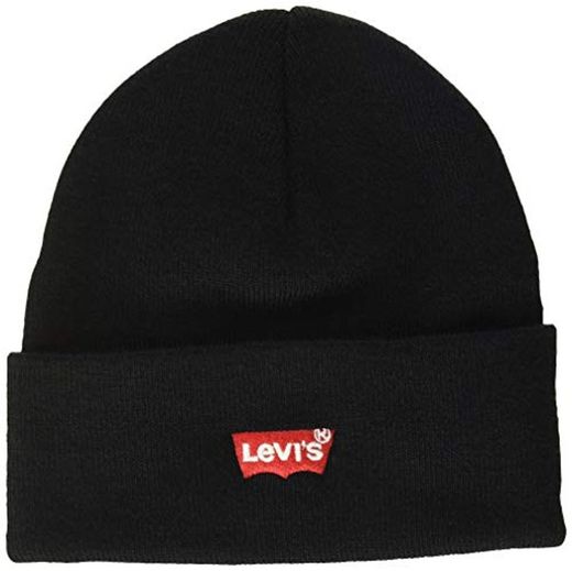 Levi's Red Batwing Embroidered Slouchy Beanie Gorro de Punto, Negro