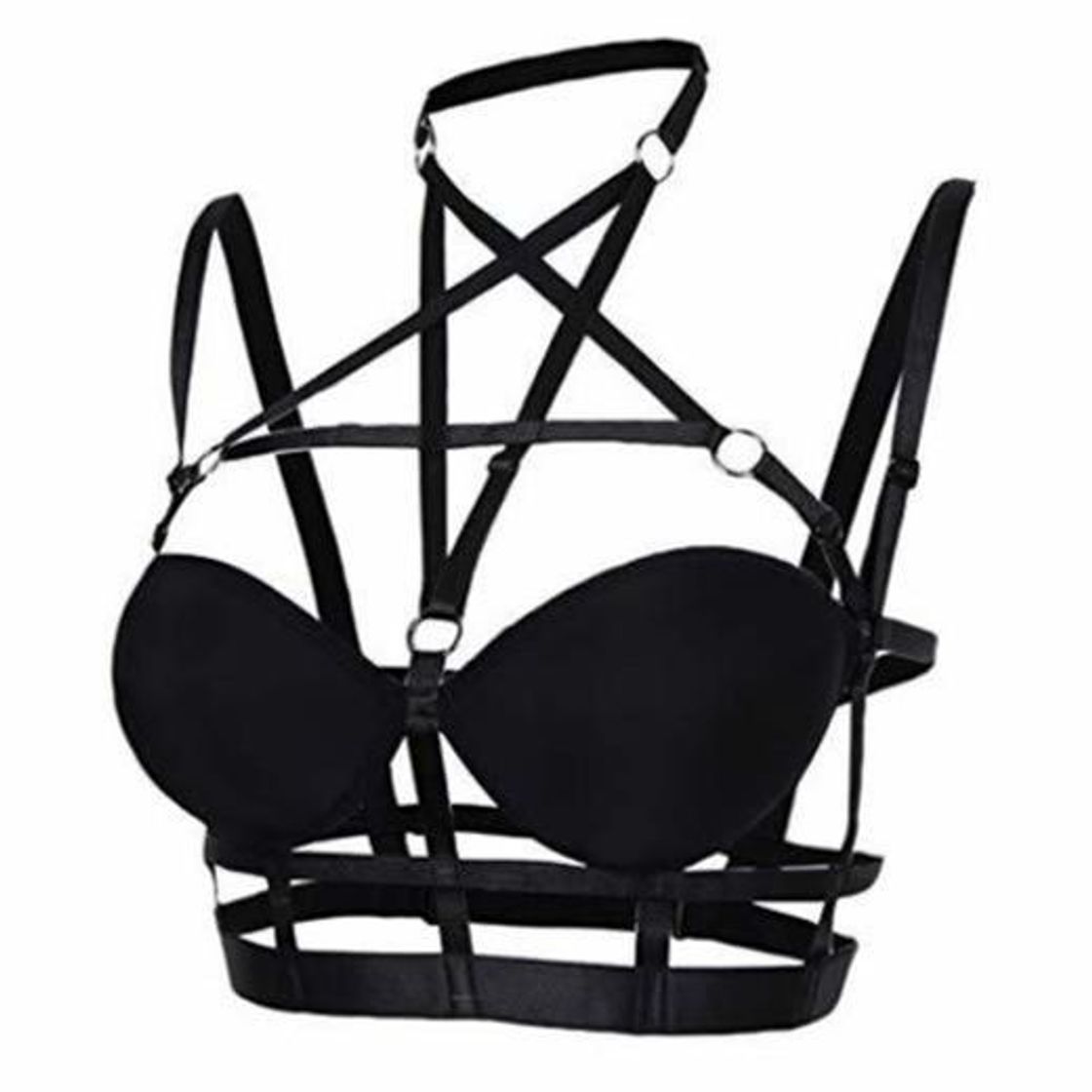 Moda Baoblaze Arnés Strappy Bralette Lencería Hueco Jaula Tiras Cuerpo Sujetador Top Goth