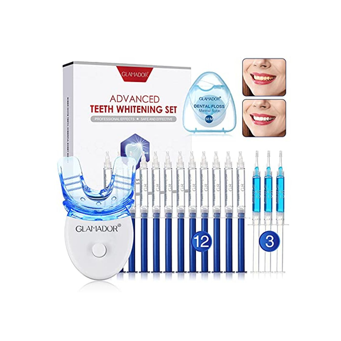 Productos Kit de Blanqueamiento Dental-GLAMADOR Blanqueador Dental Profesional Gel con Luz LED-12 *