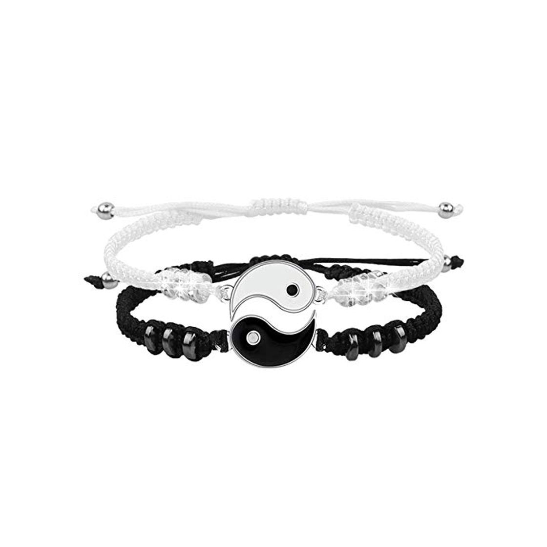 Social Pulseras de mejor amigo para 2 Yin Yang pulsera de cordón ajustable