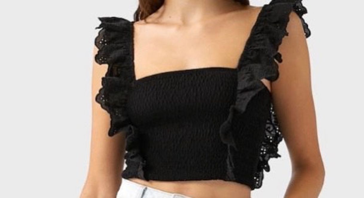 Fashion Top com bordado suíço 