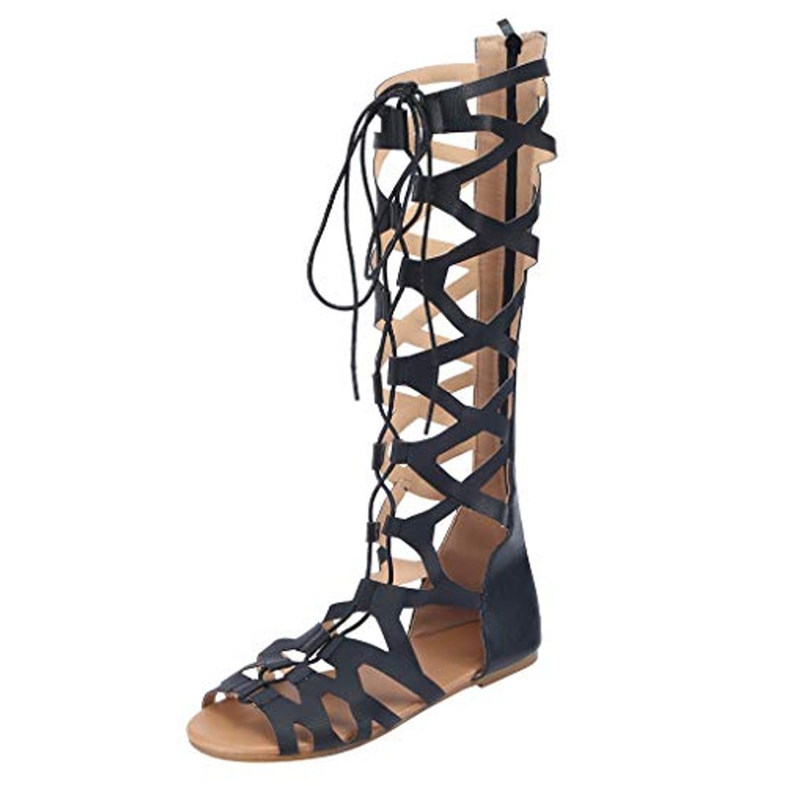 Place Luckycat Sandalias Romana Mujer Botas de Verano Sexy Hebillas de Metal Sandalias