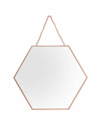 Espelho Decorativo Hexagonal Casa Riachuelo Cobre 26x30cm