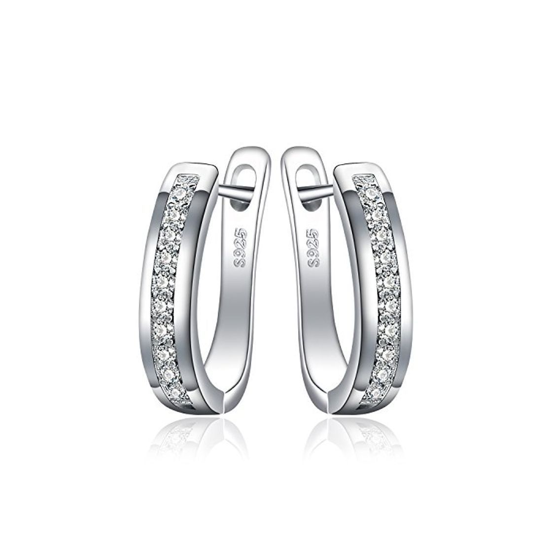 Product JewelryPalace Pendientes de Aro Eternidad Zirconia Cúbica Boda Huggie Con Canal Conjunto Plata de ley 925