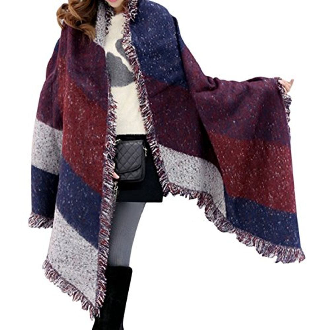 Fashion heekpek Bufanda Para Mujer Caliente Mantas Tartán Bufanda Pashmina Larga Enrejado Mantón Invierno