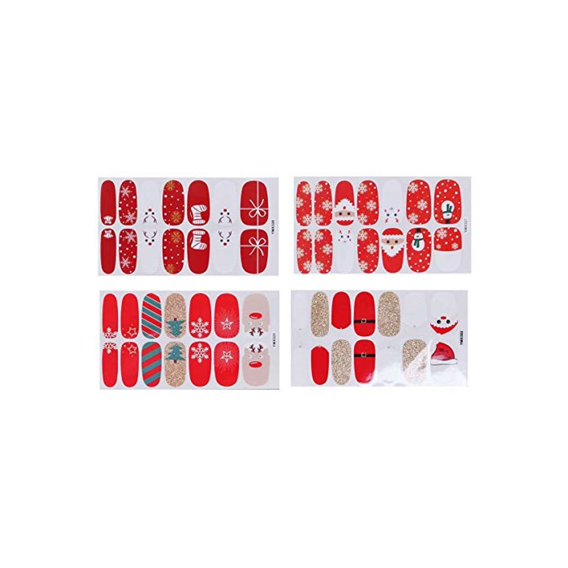Social Frcolor Adhesivos de uñas de navidad Nail Art Tip Stickers Stickers Decoration for Women Girls 4pcs
