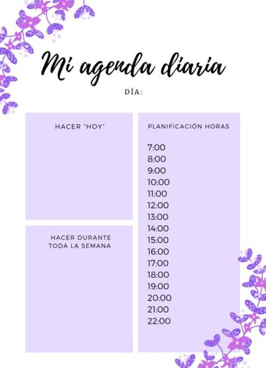 Mi agenda diaria color Lila 