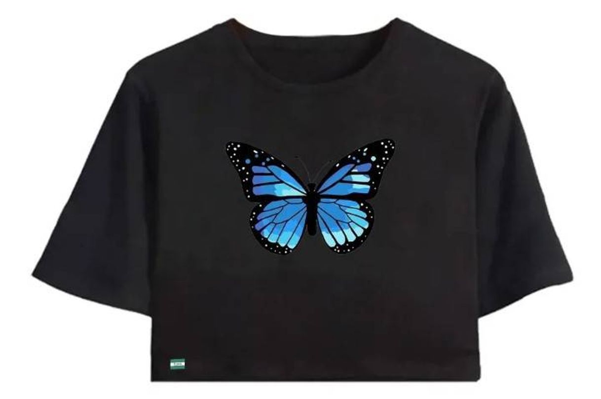 Music Blusa Cropped Feminino Butterfly Blue Collection Tumblr

