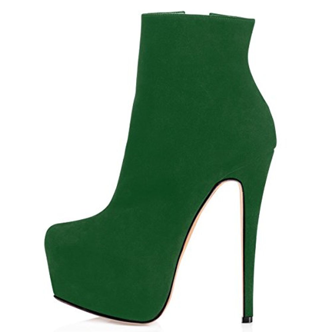 Moda ELASHE Botines para Mujer Otoño Botas de tacón con Cremallera Verde EU37