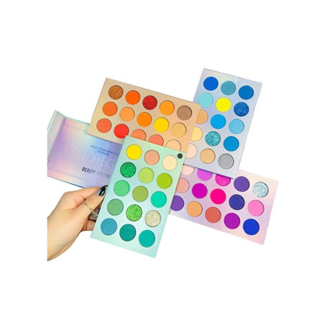 Social Beauty Searcher 60 colores Paleta de sombras de ojos 4 en 1 Paleta de colores Paleta de maquillaje Alto pigmentado Color brillante Desnudo Brillo Mate Brillo Crema Paletas de sombras de ojos