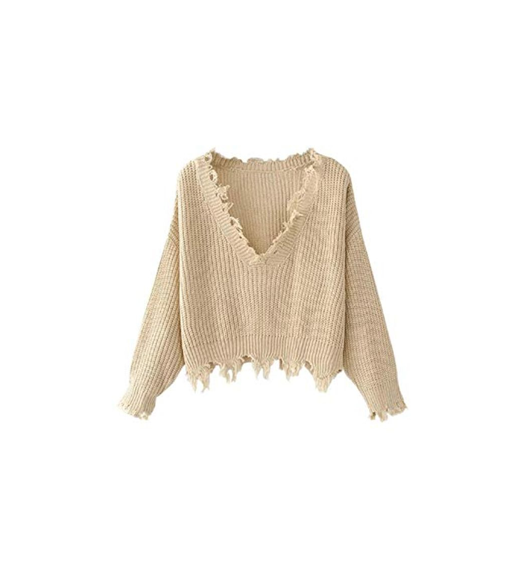 Fashion Zaful - Jersey de manga larga con cuello en V