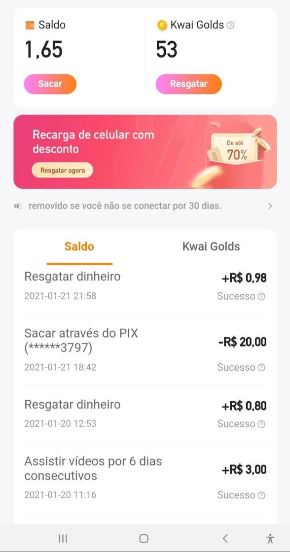 Moda Prova de pagamento do App kwai no aplicativo