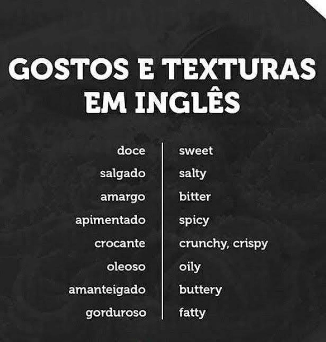 Fashion gostos e texturas em inglês