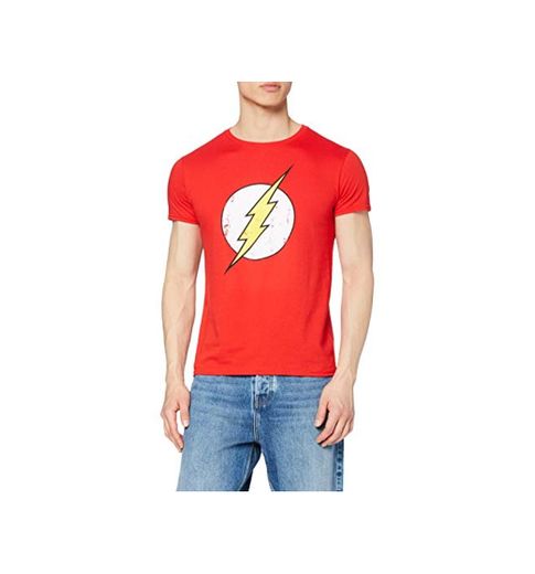 DC Comics - Camiseta de Flash con cuello redondo de manga corta