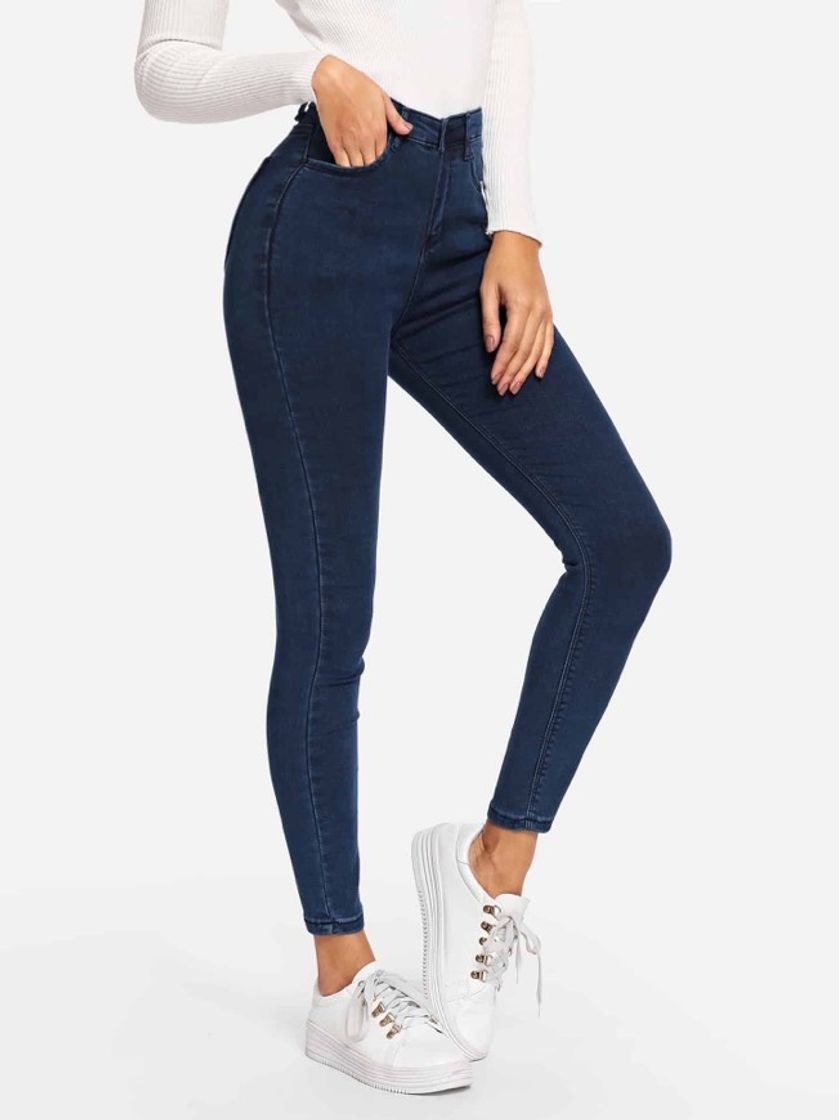 Fashion Marinha simples casual jeans 