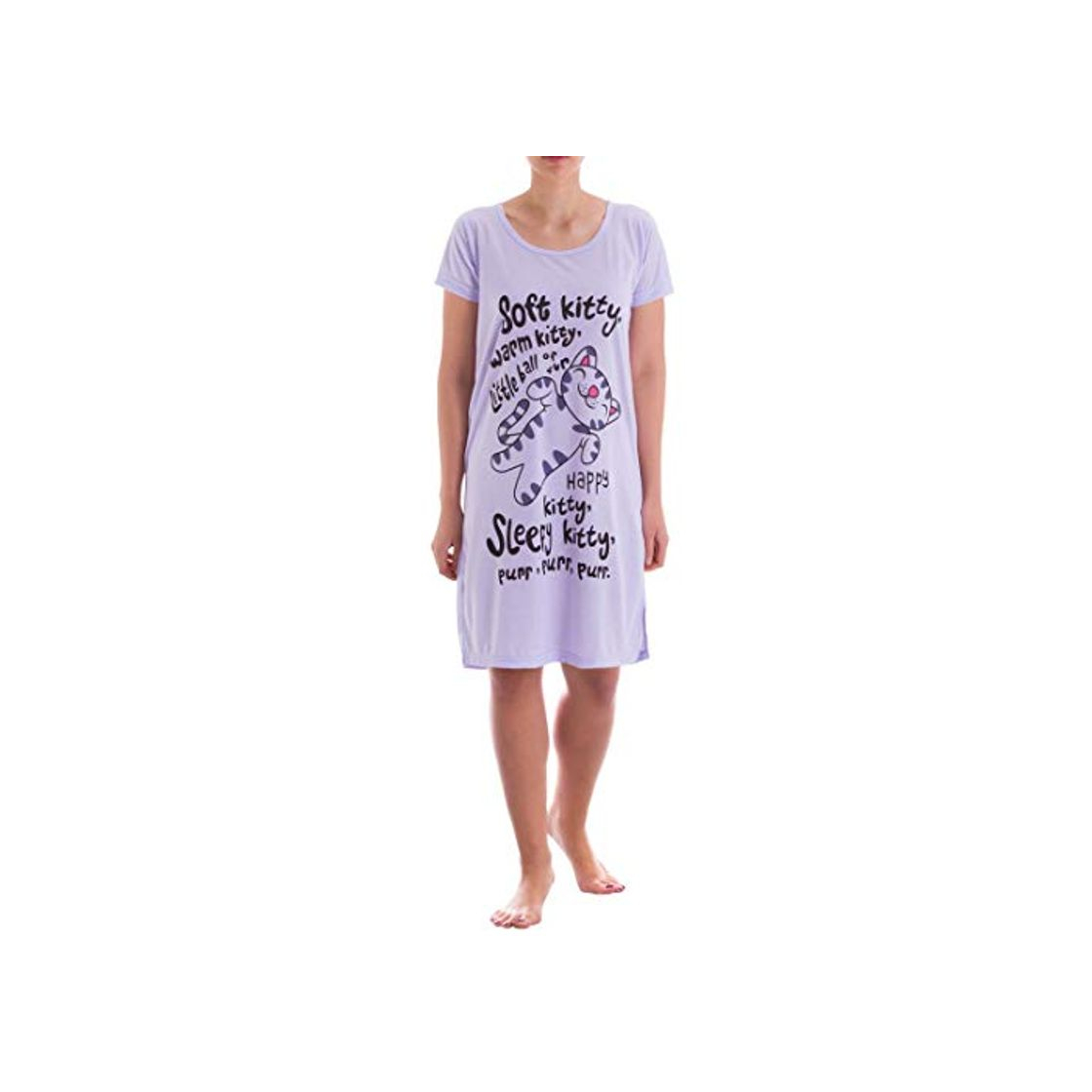 Fashion Lucky Noche Camisa de manga corta mujer unifarbend einfarbig feminines Noche Vestido Verano Ropa de Noche Sacapuntas Recorte morado Large
