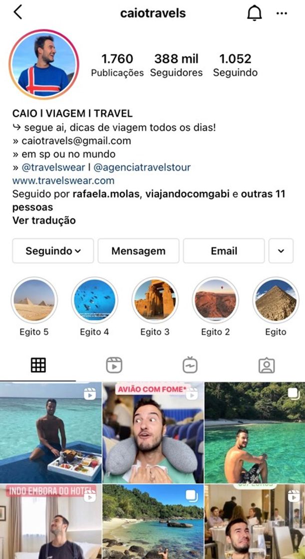 Moda Perfil de viagens @caiotravels