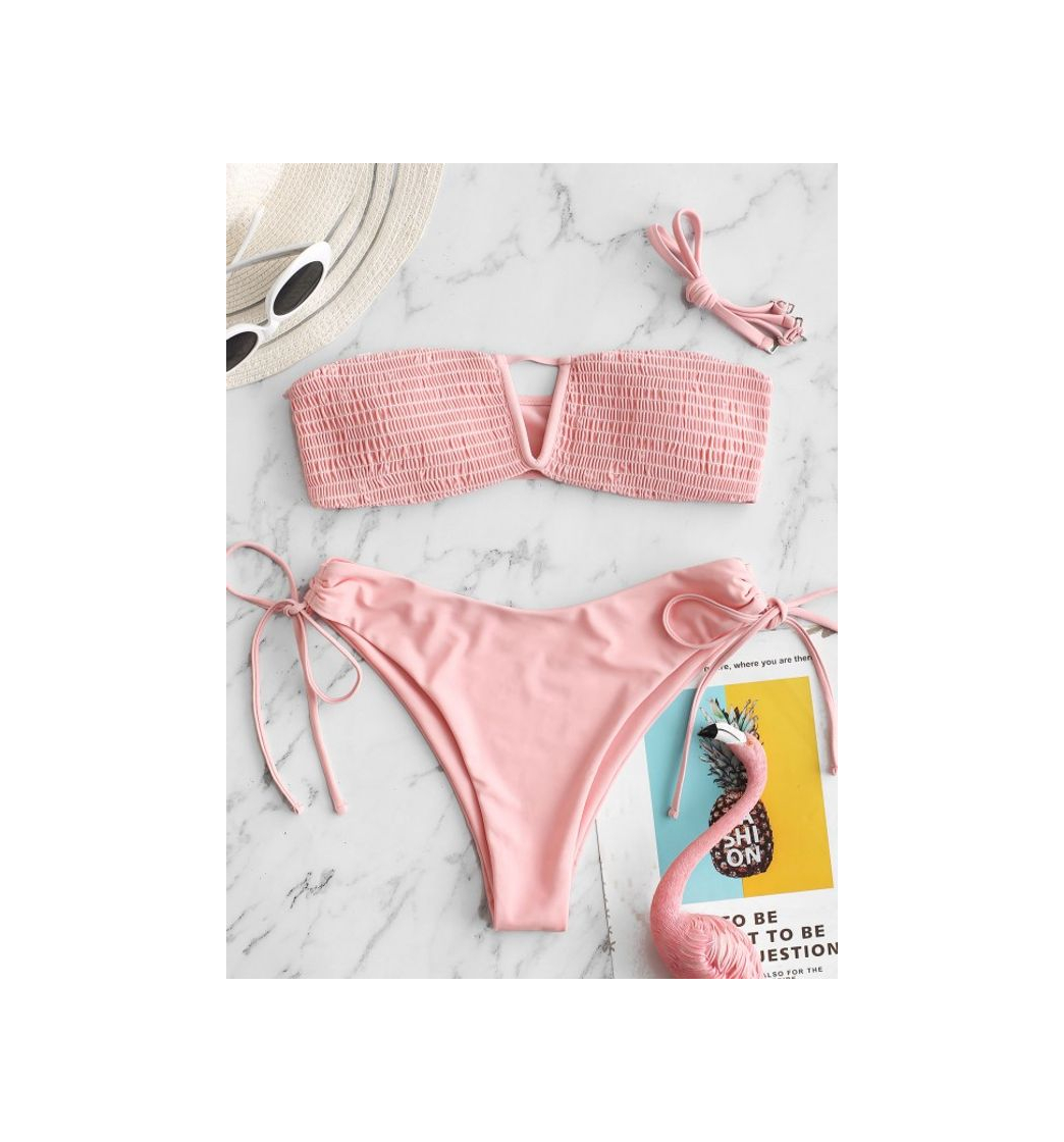 Social ZAFUL Bikini de corte alto para mujer con lazo