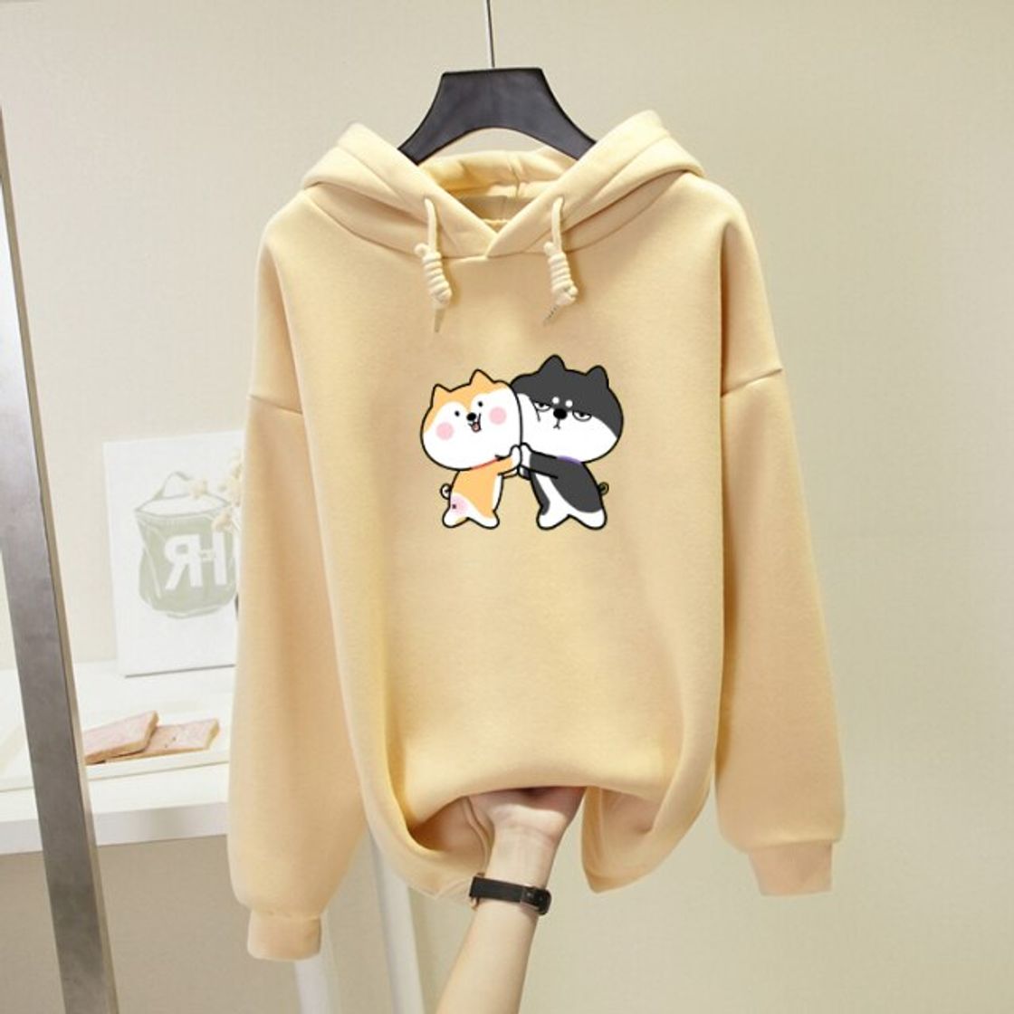 Fashion Sudaderas Mujer Women Harajuku Hoodies Cartoon Dog Shiba Inu Anime Printed Sweatshirt Sudadera Mujer Moletom Feminino Kawaii Pullover Top Blue L