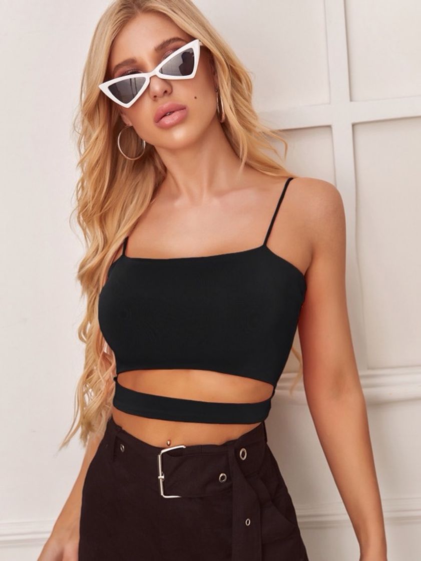 Fashion Cropped recortado preto