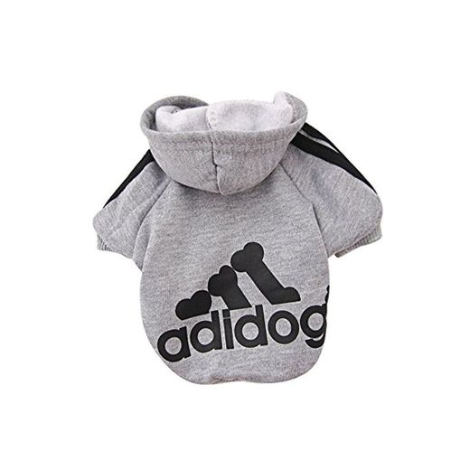 DULEE adidog perro caliente sudaderas abrigo mono ropa mascota chaqueta suéter algodón Outwear traje gris M