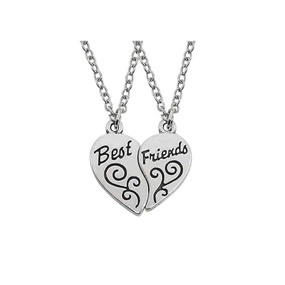 Moda Collar，2Pcs BFF ，Mejor Amigo Colgante Collar BFF Hembra Best Friend Forever Taiji Clave Animal Heart Necklace Chompa Larga Cadena Colgante