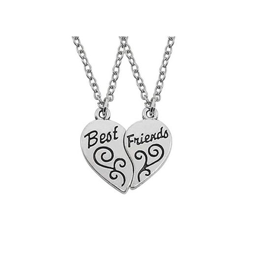 Collar，2Pcs BFF ，Mejor Amigo Colgante Collar BFF Hembra Best Friend Forever Taiji Clave Animal Heart Necklace Chompa Larga Cadena Colgante
