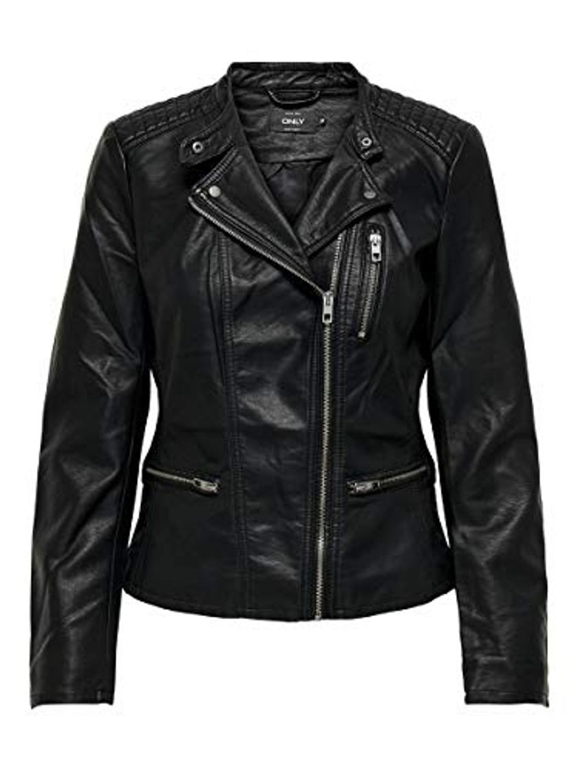 Moda Only onlFREYA Faux Leather Biker OTW Noos Chaqueta, Negro