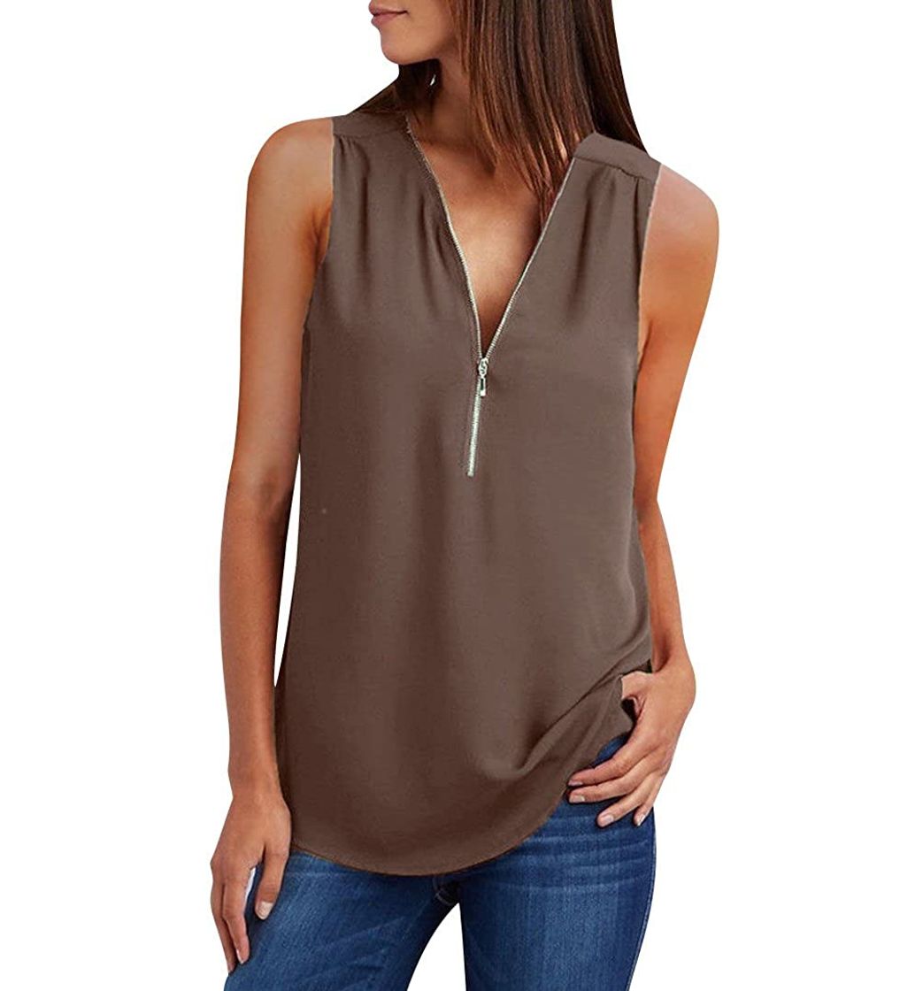 Fashion VEMOW Cami Tops Camiseta con Cuello en V para Mujer Camiseta sin