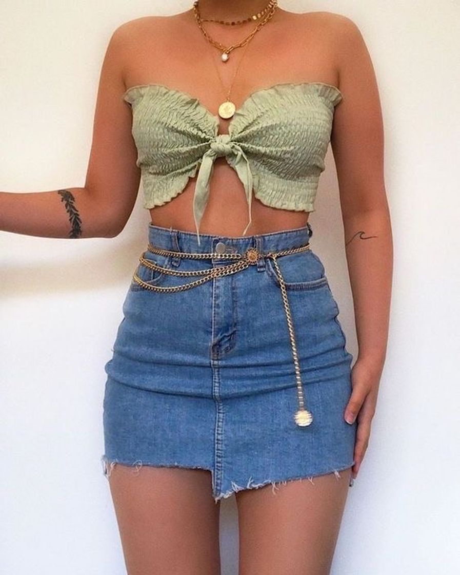 Fashion Look cropped sanfonado na cor verde lodo 💚✨