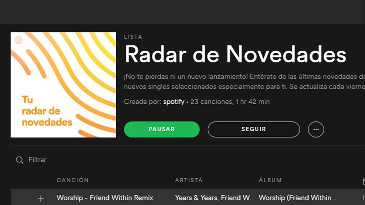 Canción Radar de Novedades