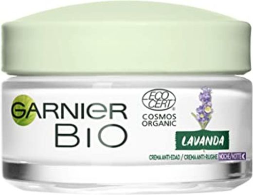 Garnier Bio Crema Anti - Edad Noche Regeneradora Aceite Esencial Lavanda Ecológico y Aceite Jojoba Ecológico - 50 ml