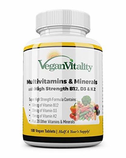 Multivitaminas y minerales veganos con vitamina B12