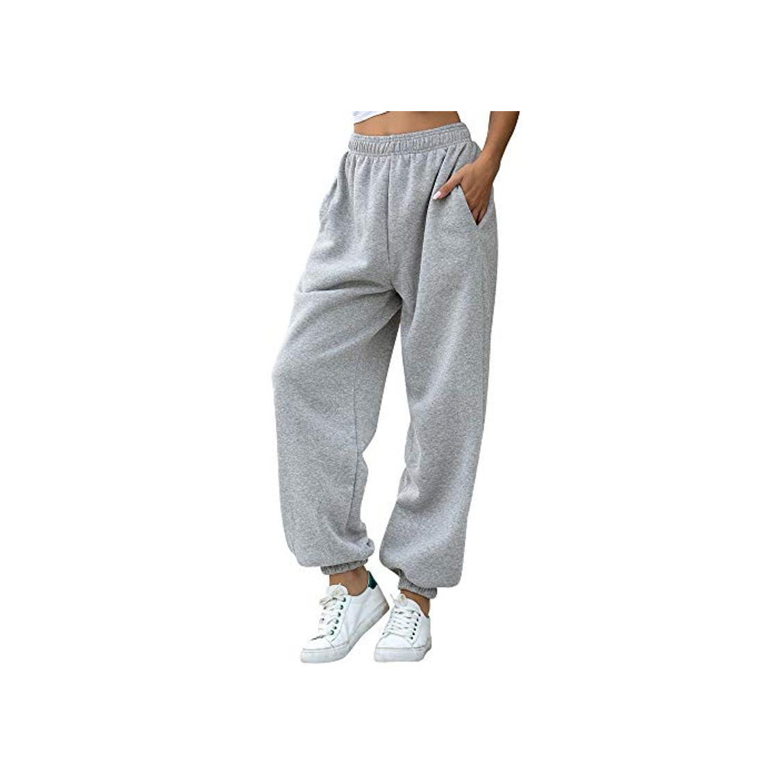Social Nuofengkudu Mujer Harem Térmicos Jogging Pantalones Forro Polar con Bolsillos Elastica Cintura
