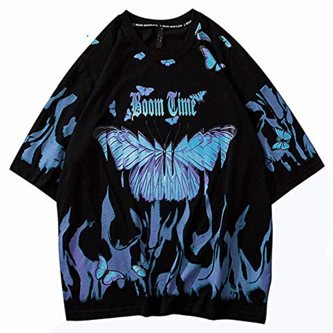 Social 2020 Hombres Hip Hop Camisetas Azul Fuego Llama Mariposa Streetwear Camiseta   Harajuku Verano Camiseta de Manga Corta Algodón Tops Camisetas