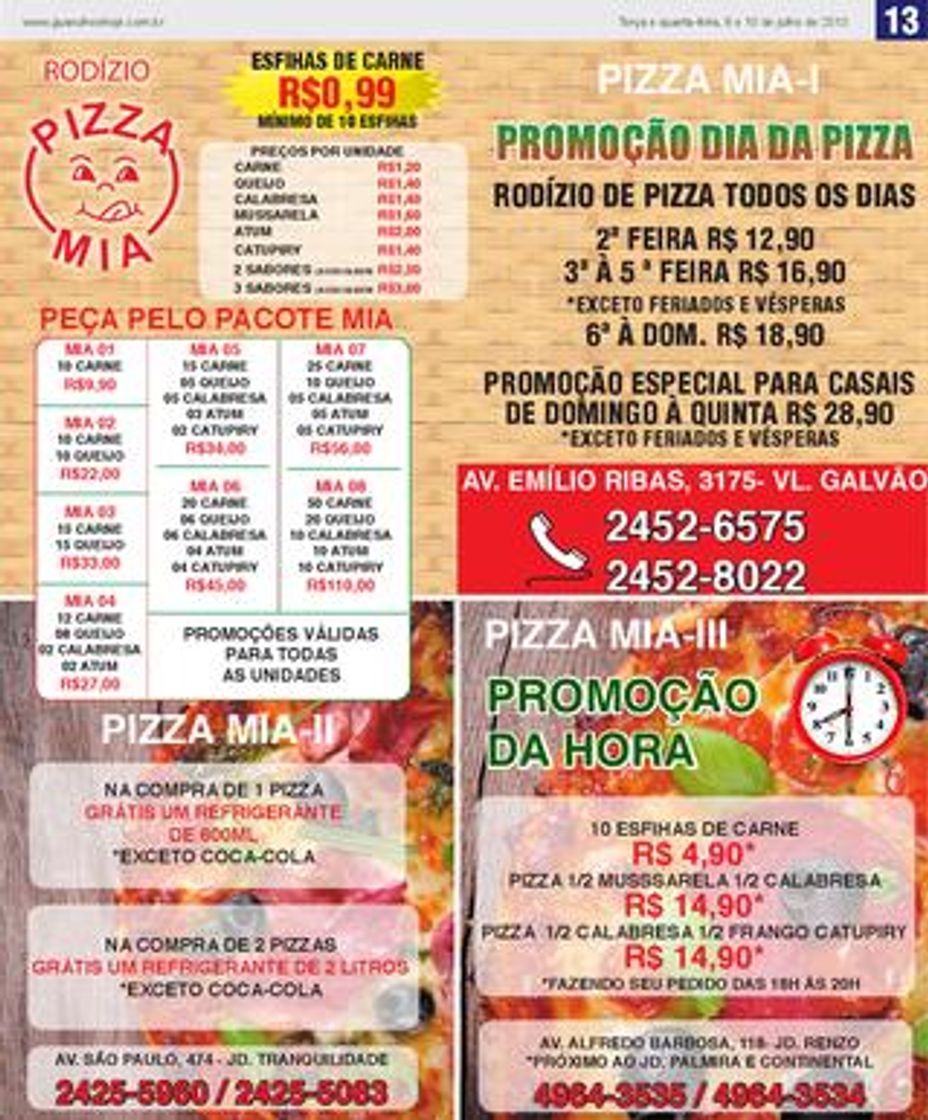 Restaurantes Pizza Mia