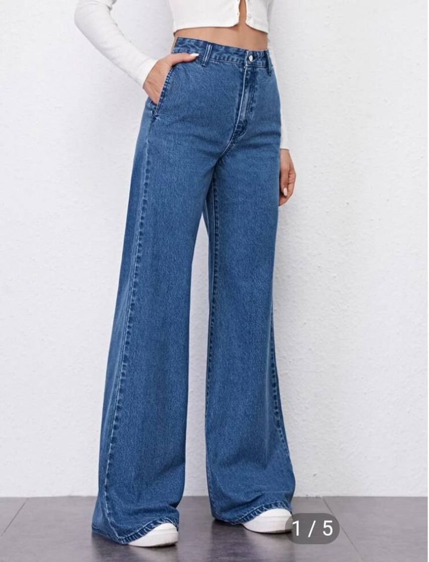 Moda Calça jeans simples larga